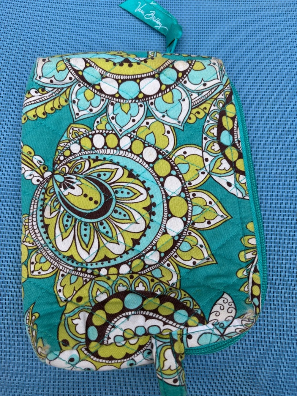 Vera Bradley Teal and Lime Paisley make up bag midsize